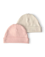 Carter's 2pc Baby Girl Pink/White Beanie Hats/ Caps (0-3M)