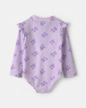 Load image into Gallery viewer, Carter's Baby Girl Purple Fish Print Long-Sleeve Swimsuit
