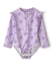 Load image into Gallery viewer, Carter's Baby Girl Purple Fish Print Long-Sleeve Swimsuit

