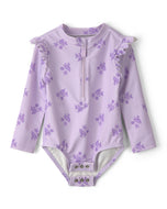Carter's Baby Girl Purple Fish Print Long-Sleeve Swimsuit