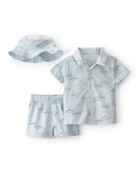 Carter's 3pc Baby Boy Shark Print Top, Shorts & Hat Set