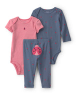 Carter's 3pc Baby Girl Lady Bug Print Bodysuits & Pants Set
