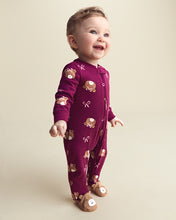 Load image into Gallery viewer, Carter's Baby Girl Purple Bear Print 2-Way Zip-Up Footie Coverall
