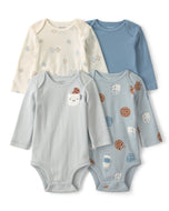 Carter's 4pc Baby Boy Cookies & Milk Long-Sleeve Bodysuit Set