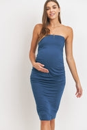 Hello Miz Strapless Maternity Bodycon Tube Dress - Teal