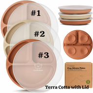 Keababies 1pc Prep Silicone Suction Plate WITH LID - Terra Cotta