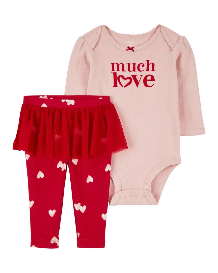 Carter's 2pc Baby Girl Valentine Longsleeve Bodysuit and Tutu Pants Set