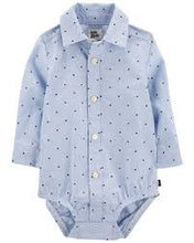 Afbeelding in Gallery-weergave laden, OshKosh Baby Boy Blue Dots Long Sleeve Bodysuit Shirt
