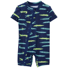 Load image into Gallery viewer, Carter&#39;s 1pc Baby Boy Navy Croc Rashguard Swimwear
