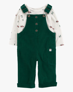 Carter's 2pc Baby Boy Green Overall and Tee Set