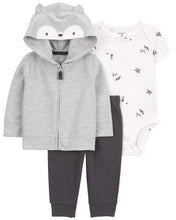 Load image into Gallery viewer, Carter&#39;s 3pc Baby Boy Grey Fox Jacket Set
