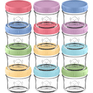 Keababies Prep Jars - 12pc Baby Glass Food Containers