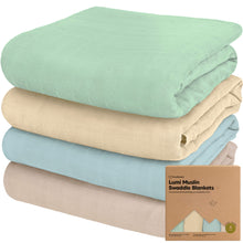 Afbeelding in Gallery-weergave laden, Keababies 4-Pack Lumi Muslin Swaddle Blankets
