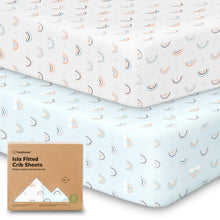 Cargar imagen en el visor de la galería, Keababies 2-Pack Isla Fitted Crib Sheets - Jolly Rainbow
