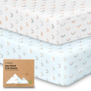 Keababies 2-Pack Isla Fitted Crib Sheets - Jolly Rainbow