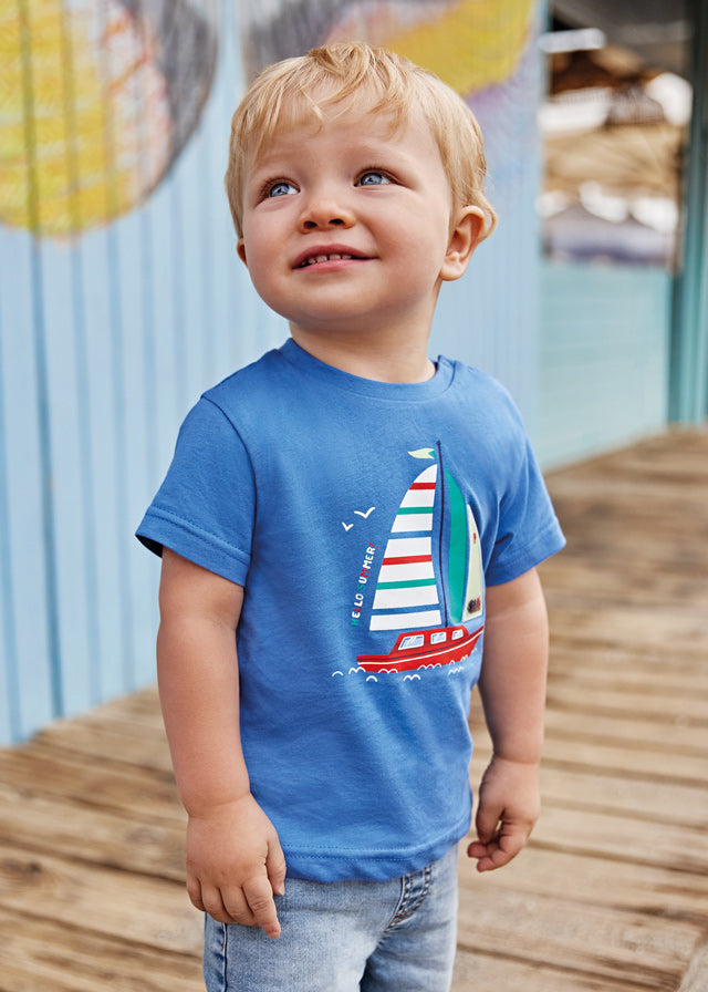 Mayoral Toddler Boy Blue Sail Boat Tee