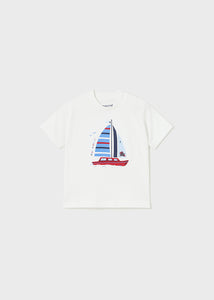 Mayoral Toddler Boy White Sail Boat Tee