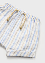 Cargar imagen en el visor de la galería, Mayoral 2pc Baby Boy Blue Dressy Shirt and Blue Striped Linen Short Set

