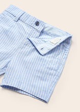 Cargar imagen en el visor de la galería, Mayoral 2pc Baby Boy White Dressy Shirt and Blue Striped Short Set
