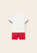 Cargar imagen en el visor de la galería, Mayoral 2pc Baby Boy White Dressy Polo and Red Shorts Set
