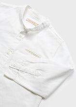 Carregar imagem no visualizador da galeria, Mayoral 2pc Baby Boy White Dressy Linen Shirt and Beige Striped Pants Set
