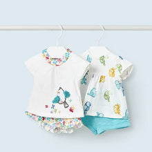 Carregar imagem no visualizador da galeria, Conjunto de tops e shorts turquesa 4 peças para bebê menina Mayoral

