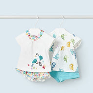 Mayoral 4pc Baby Girl Turquoise Tops and Shorts Set