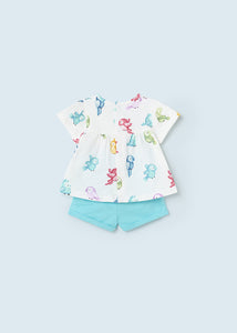 Conjunto de tops e shorts turquesa 4 peças para bebê menina Mayoral