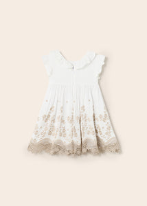 Mayoral Baby Girl White with Gold Embroidered Dress