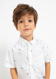 Mayoral Kid Boy White Island Print Long sleeve Shirt