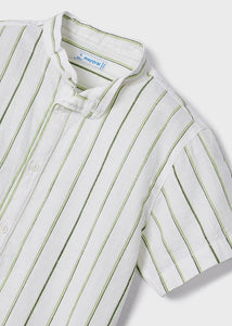 Mayoral Kid Boy Green Striped Short sleeve Shirt