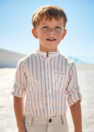 Mayoral Kid Boy White and Red Striped Long sleeve Shirt