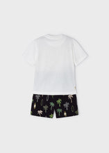 Afbeelding in Gallery-weergave laden, Mayoral 2pc Toddler Boy White Summer Mood Tee and Black Printed Shorts Set
