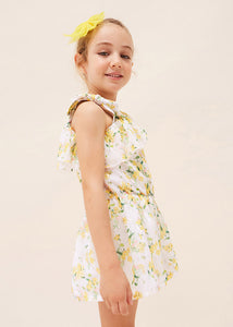 Mayoral Kid Girl White with Yellow Flowers Chiffon Romper