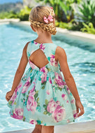 Mayoral Kid Girl Aqua Floral Printed Dress