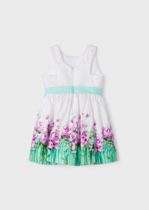 Mayoral Kid Girl White Aqua Printed Dress