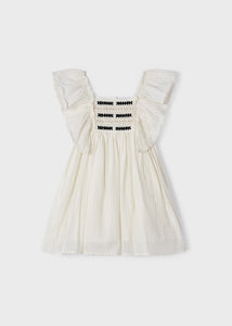 Mayoral Kid Girl Crème Embroidered Dress