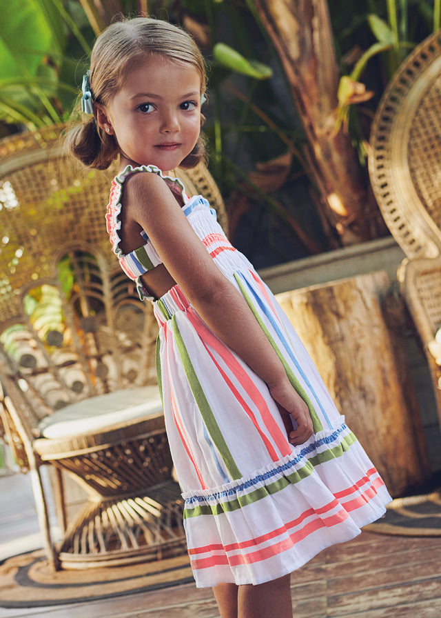 Mayoral Kid Girl Peach Striped Dress