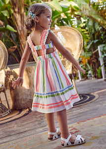 Mayoral Kid Girl Peach Striped Dress