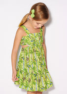 Mayoral Kid Girl Green Animal Printed Bow Dress