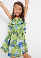 Mayoral Kid Girl Green Printed Ruffle Chiffon Dress