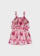 Mayoral Kid Girl Pink Printed Ruffle Chiffon Dress