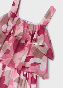 Mayoral Kid Girl Pink Printed Ruffle Chiffon Dress