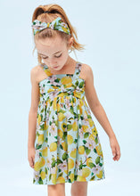 Afbeelding in Gallery-weergave laden, Mayoral Kid Girl Aquamarine Floral Printed Bow Dress with Headband
