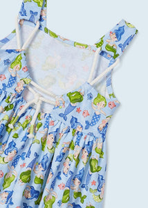 Mayoral Kid Girl Blue Mermaid Printed Dress