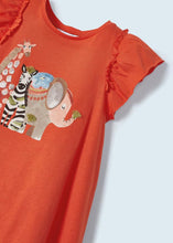 Carregar imagem no visualizador da galeria, Mayoral Kid Girl Vestido laranja com estampa de animal com bolsa
