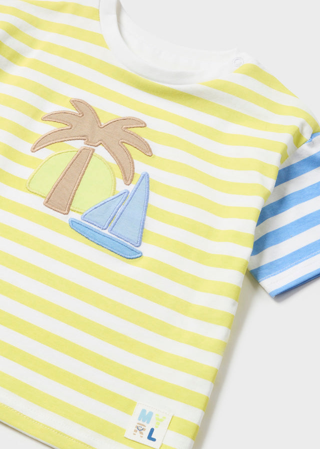 Mayoral Baby Boy Green Striped Palm Tee