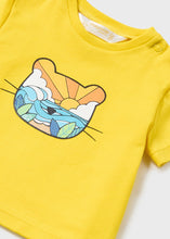 Cargar imagen en el visor de la galería, Mayoral Baby Boy 2pc Yellow Tiger Tee and Blue Safari Printed Shorts Set
