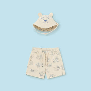 Mayoral Kid Boy 2pc Bear Swim Short and Bucket hat Set