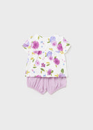 Mayoral 2pc Baby Girl Lilac Floral Top and Shorts Set